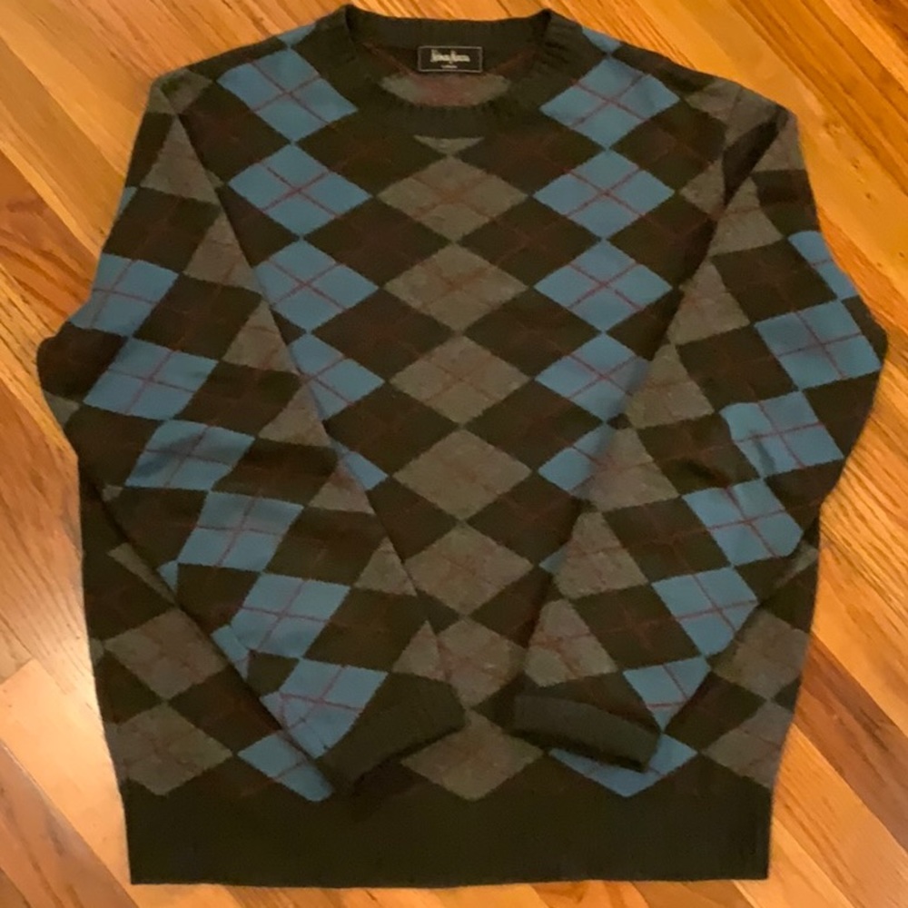 Neiman Marcus Cashmere Argyle sweater. Mens Large